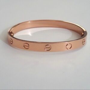 Clip On Love Screw Bracelet Cuff Bangle Rose Gold